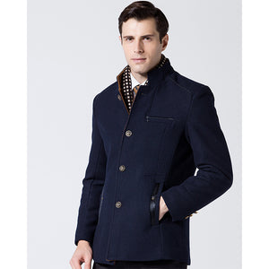 Men Wool Detachable Scarf Winter Coats