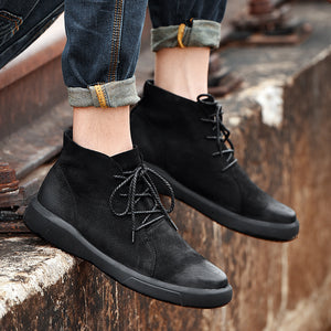 Vintage Leather Plus Velvet Boots