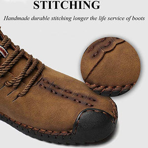 Large Size Men Hand Stitching Leather Non-slip Soft Sole Warm Casual Boots