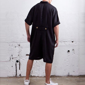 Men's Stand Collar Single-Breasted Jumpsuit