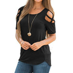 Solid Criss-Cross Cold Shoulder Blouse without Necklace