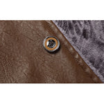 Men's Winter Casual Thicken Fleece Lining Warm Single-breasted PU Jacket Coat