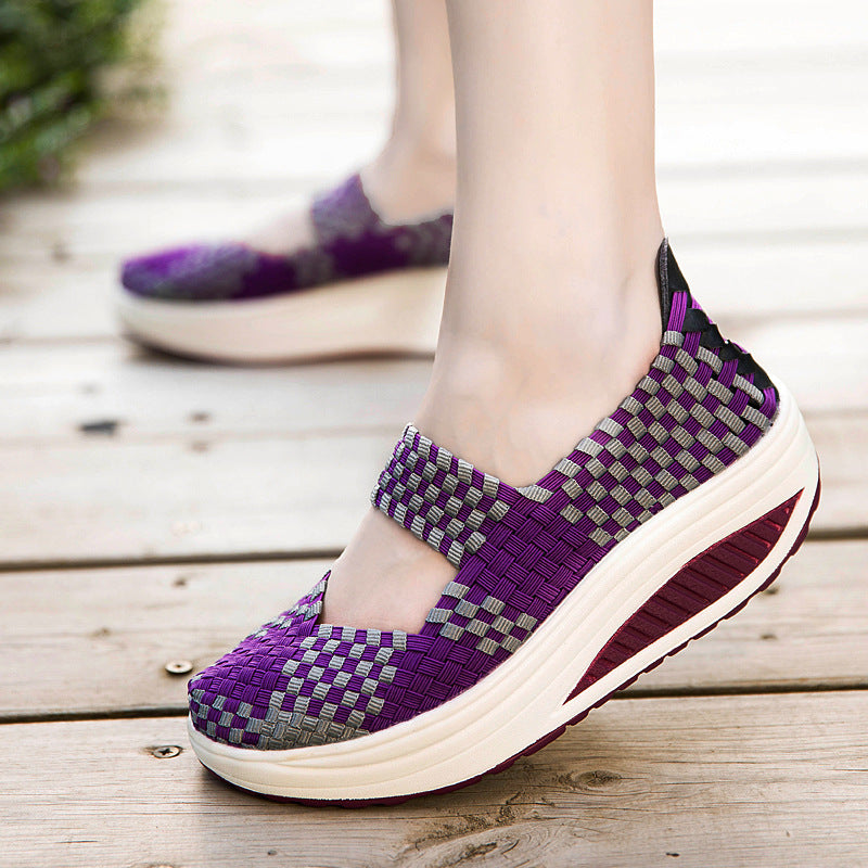 Knitted Hollow Out Slip On Casual Shoes