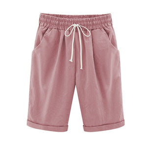 Summer Shorts Lace Up Elastic Waistband Loose Pants