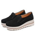 Womens Breathable Suede Round Toe Slip On Platform Shoes