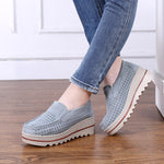 Women Platforms Slip On Casual Suede Comfy Thick Heel Shoes