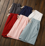 6 Colors Pockets Linen Casual Solid Drawcord Plus Size Shorts