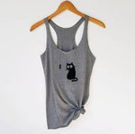 Cat Print Women Sleeveless Vest Sports Shirt