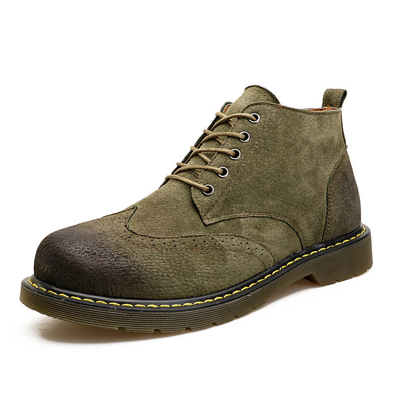 Plus Size Lace Up Leather Boots For Men