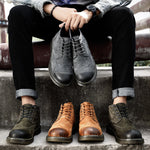 Plus Size Lace Up Leather Boots For Men