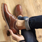 Leather British Style Lace Up Boots
