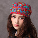 Women Vintage Embroidery Beanie Hat