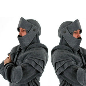 Men Vintage Elbow Protector Rope Mask Rider Hoodie
