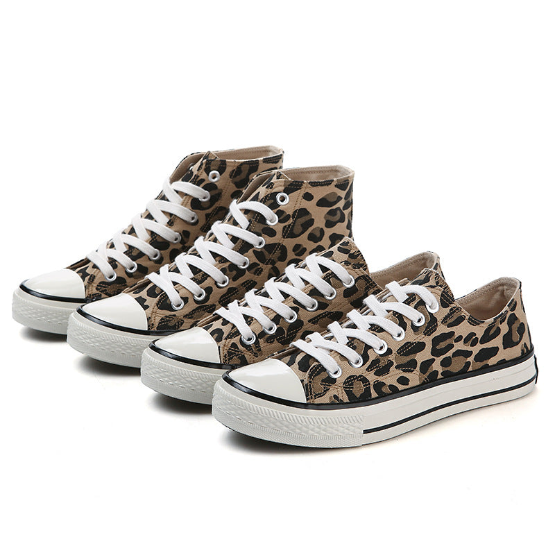 Women Flats Leopard Lace up Comfort Shoes