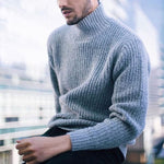 Solid Color Long Sleeve High-neck Men's Sweater
