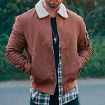 Men's PU Leather Shearling Coat Jacket