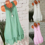 Casual Hollow-out Double-layer Solid Color Dresses
