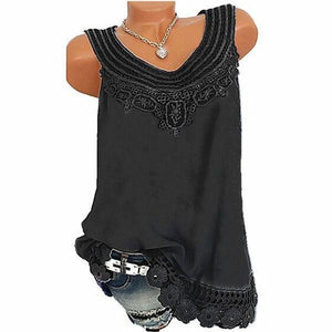 Lace Sleeveless Solid Color Vest