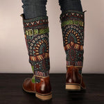 Retro Zipper Ethnic Style Stitching Color Boots