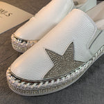 Women Genuine Leather  Star Loafers Flats
