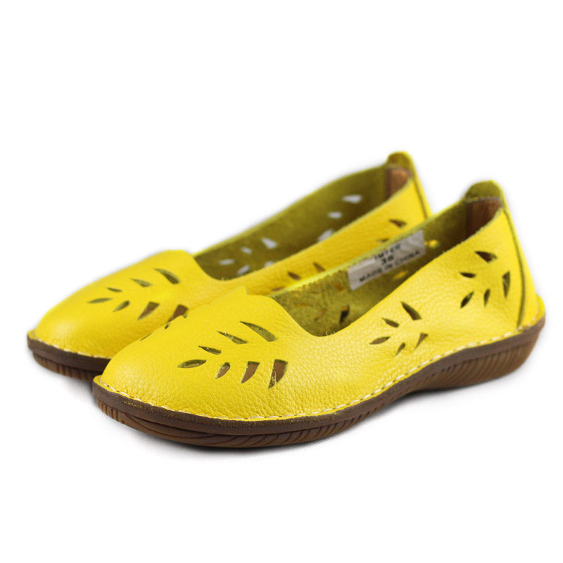 Women Genuine Leather Hollow-out Flats