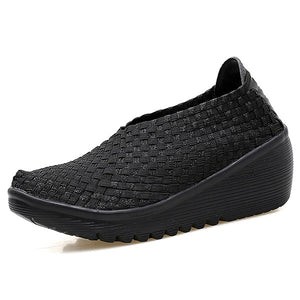 Color Match Knitting Elastic Handmade Slip On Casual Outdoor Shoes