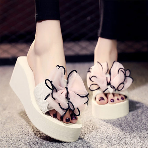 Casual Thick Non-slip Bow Beach Slippers