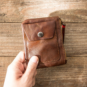 Men Women' Handmade Ultra-thin Zip Card Holder Wallets