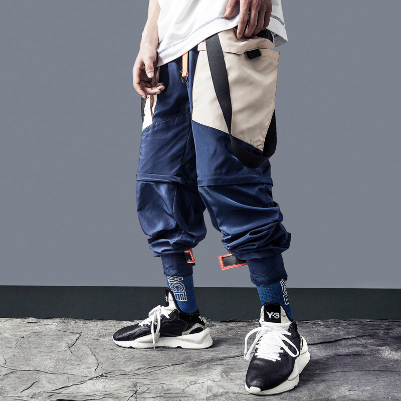 Paneled Loose Hip-hop Detachable Overalls Pants