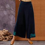 New Style Vintage Embroidery  Women Linen Loose Pants