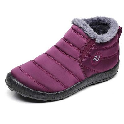 Letter Warm Fur Lining Flat Boots For Women