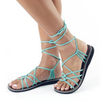 Solid Braid Lace Up Flat Sandals
