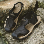 2019 Large Size Genuine Leather Anti-collision Toe Beach Sandals