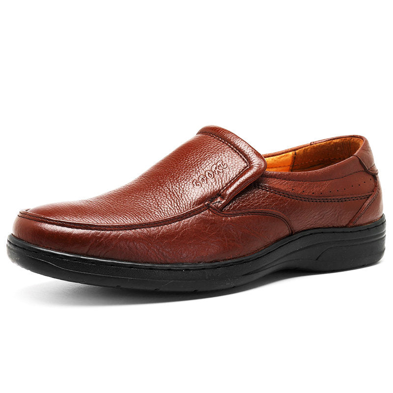 Men Cow Leather Slip On Wear-resistant Casual Shoes