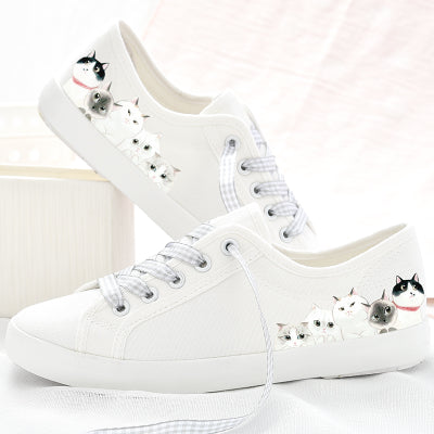 Cat Printing Women Casual Canvas Sneaker Shoes