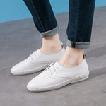 Women Casual Lace Up White Flat Shoes