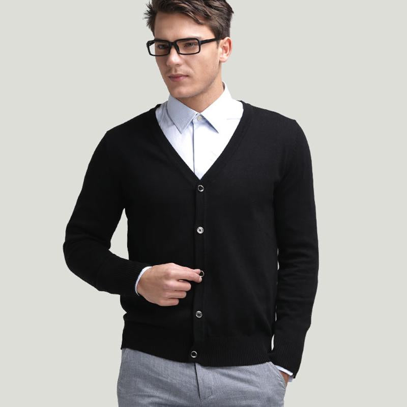 Men's Thin Cotton V-neck Slim-fit Cardigan