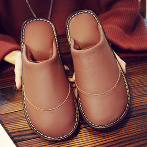 Leather Home Warm Slippers