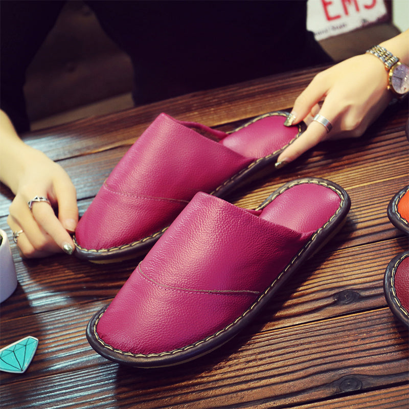 Leather Home Warm Slippers