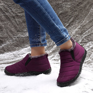 Waterproof Warm Lining Casual Winter Snow Slip On Ankle Boots