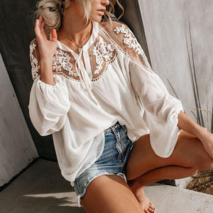 Sexy Lace Hollow Loose Blouse