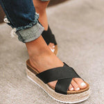 Women's Plus Size Peep Toe Platform Summer Slippers