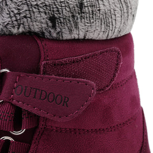Large Size Women Hook Loop Outdoor Mid Calf Warm Suede Boots