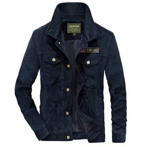Corduroy Stand-Up Collar Atmosphere Casual Plus Fleece Warm Jacket