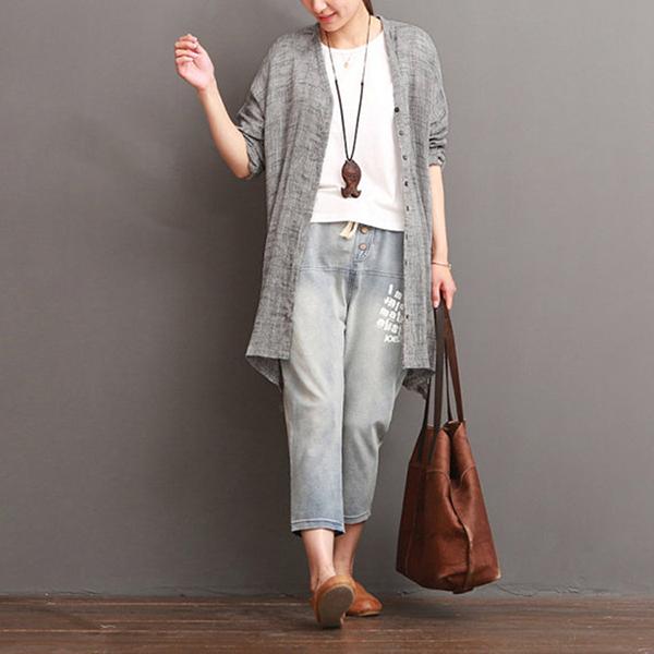 Casual Solid Cotton&Linen Cardigan