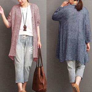 Casual Solid Cotton&Linen Cardigan
