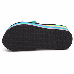 Colorful Rainbow EVA Peep Toe Platform Slip On Beach Slippers