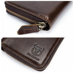 Bullcaptain Men RFID Blocking Secure Antimagnetic Genuine Leather Wallet