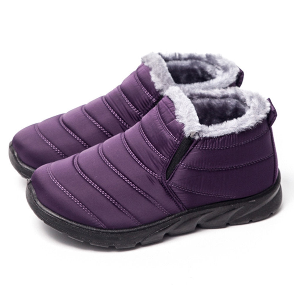 Waterproof Warm Lining Casual Winter Snow Slip On Ankle Boots