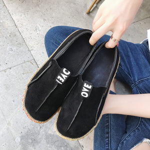 Suede Pure Color Slip On Stitching Flat Soft Shoes